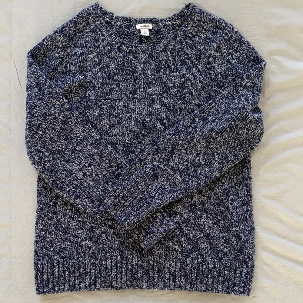 L.L. Bean Women Heathered Navy Crewneck Sweater